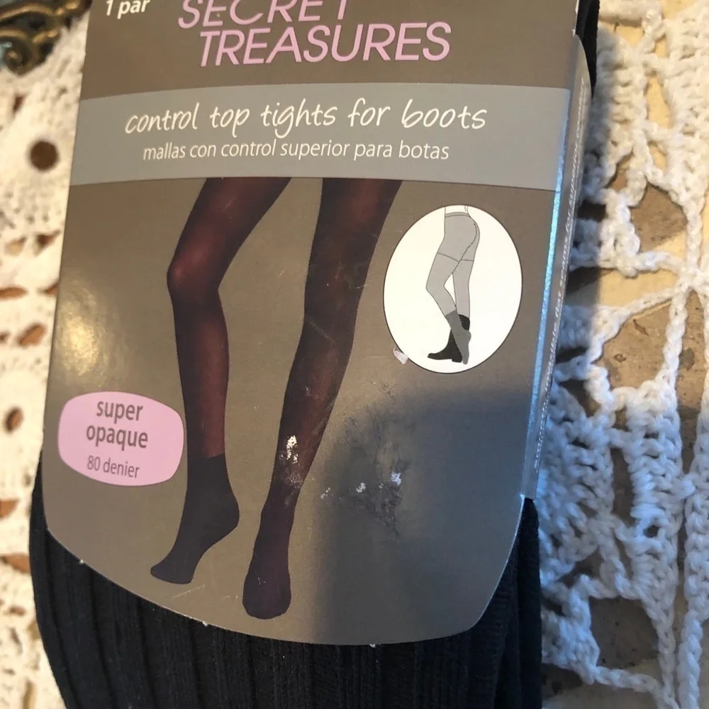 Secret Treasures Control Top Tights For Boots Size 1/S Black Fall Fashion